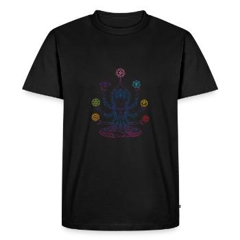 Chakra Mandala Energy Symbol Anahata - Men's Premium Organic T-Shirt - black - Front - Nico (187cm)