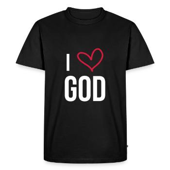chrétien / chrétienne / catholique / religion - T-shirt Premium bio Homme - noir - Devant - Nico (187cm)