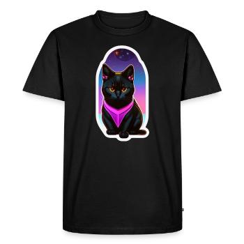 petit chat noir et espace - T-shirt Premium bio Homme - noir - Devant - Nico (187cm)