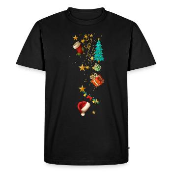 Étoiles,Or,Noël,Étoile,Étoiles d’or - T-shirt Premium bio Homme - noir - Devant - Nico (187cm)