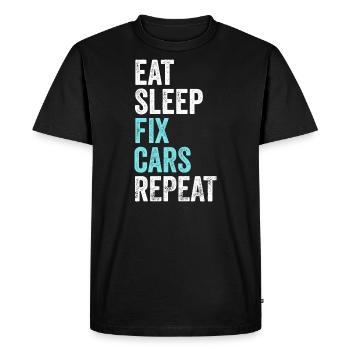 Manger dormir Réparer les voitures Répéter le mécanicien de voiture - T-shirt Premium bio Homme - noir - Devant - Nico (187cm)