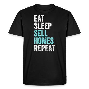 Manger dormir Vendre des maisons Répéter Agent immobilier - T-shirt Premium bio Homme - noir - Devant - Nico (187cm)