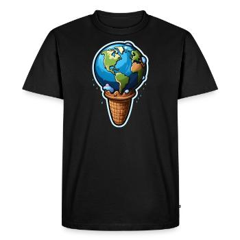 Ice Cream Food Earth Planet Symbol Waffle Summer - Men's Premium Organic T-Shirt - black - Front - Nico (187cm)
