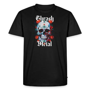 Design Thrash Metal avec crâne et roses. - T-shirt Premium bio Homme - noir - Devant - Nico (187cm)