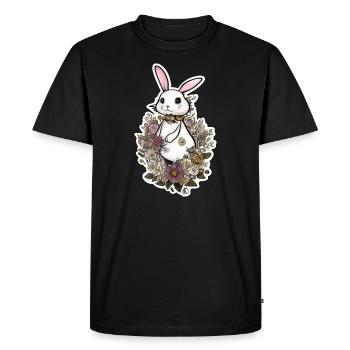 mignon lapin de pâques dans les fleurs - T-shirt Premium bio Homme - noir - Devant - Nico (187cm)