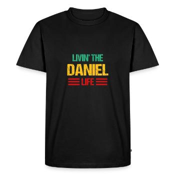 Daniel - Men's Premium Organic T-Shirt - black - Front - Nico (187cm)