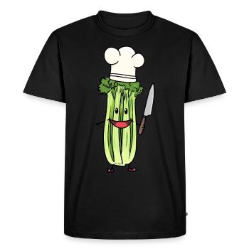CÉLERI LÉGUME CUISINIER AMATEUR CHEF ART CULINAIRE - T-shirt Premium bio Homme - noir - Devant - Nico (187cm)