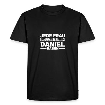 Daniel - Men's Premium Organic T-Shirt - black - Front - Nico (187cm)