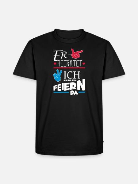 ER HEIRATET JGA - Männer Premium Bio T-Shirt - Schwarz