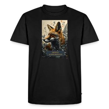 Vintage Fuchs im Schwarzwald - Männer Premium Bio T-Shirt - Schwarz - Vorne - Nico (187cm)