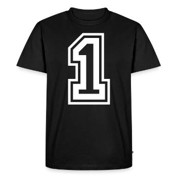 1 Numéro de numéro - T-shirt Premium bio Homme - noir - Devant - Nico (187cm)