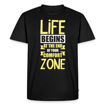 La vie commence à la fin de votre zone de confort - T-shirt Premium bio Homme - noir - Devant - Nico (187cm)