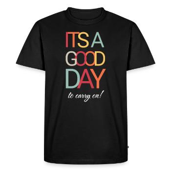 C’est une bonne journée pour continuer - T-shirt Premium bio Homme - noir - Devant - Nico (187cm)