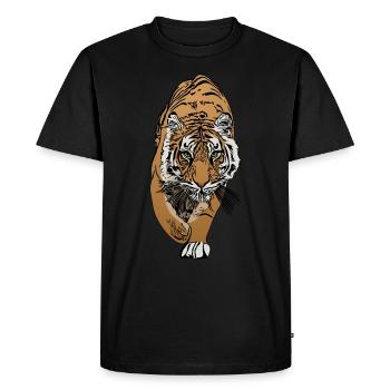Motif tigre prédateur motif animal - T-shirt Premium bio Homme - noir - Devant - Nico (187cm)