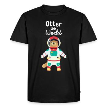 Otter This World - Cosmonaut - Männer Premium Bio T-Shirt - Schwarz - Vorne - Nico (187cm)