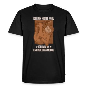 Sloth - energy saving mode not lazy - Men's Premium Organic T-Shirt - black - Front - Nico (187cm)