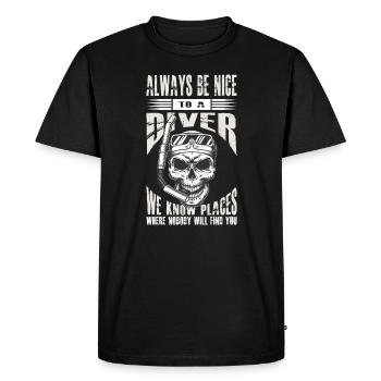 Snorkeling Skull Be Nice To a Diver - T-shirt Premium bio Homme - noir - Devant - Nico (187cm)