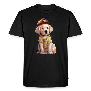 Pompier mignon labrador - T-shirt Premium bio Homme - noir - Devant - Nico (187cm)