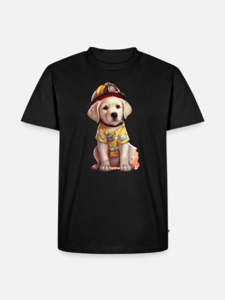 Firefighter cute labrador - Men's Premium Organic T-Shirt - black