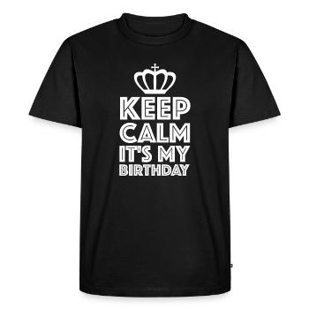 Keep Calm, It's My Birthday | funny sayings - Men's Premium Organic T-Shirt - black - Front - Nico (187cm)