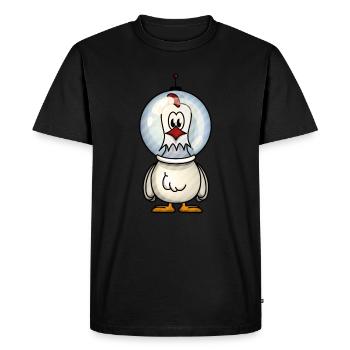 Le poulet astro dans l’espace - T-shirt Premium bio Homme - noir - Devant - Nico (187cm)