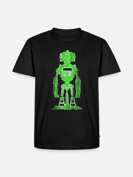 Neon Green Robot Drawing - Men's Premium Organic T-Shirt - black