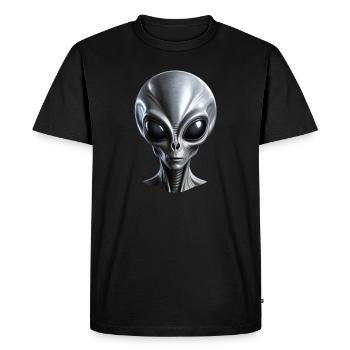 Real Grey Alien with a big head - Men's Premium Organic T-Shirt - black - Front - Nico (187cm)