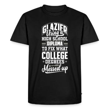 Vitrier Window Fitter Pun - T-shirt Premium bio Homme - noir - Devant - Nico (187cm)