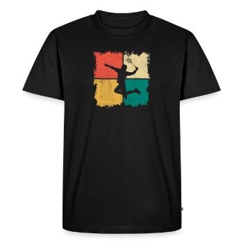 Badminton Player Retro Badminton Player - Men's Premium Organic T-Shirt - black - Front - Nico (187cm)