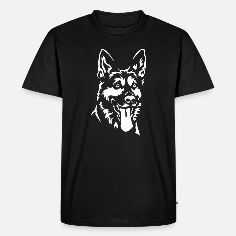 Deutscher Schäferhund Kopf - Männer Premium Bio T-Shirt - Schwarz