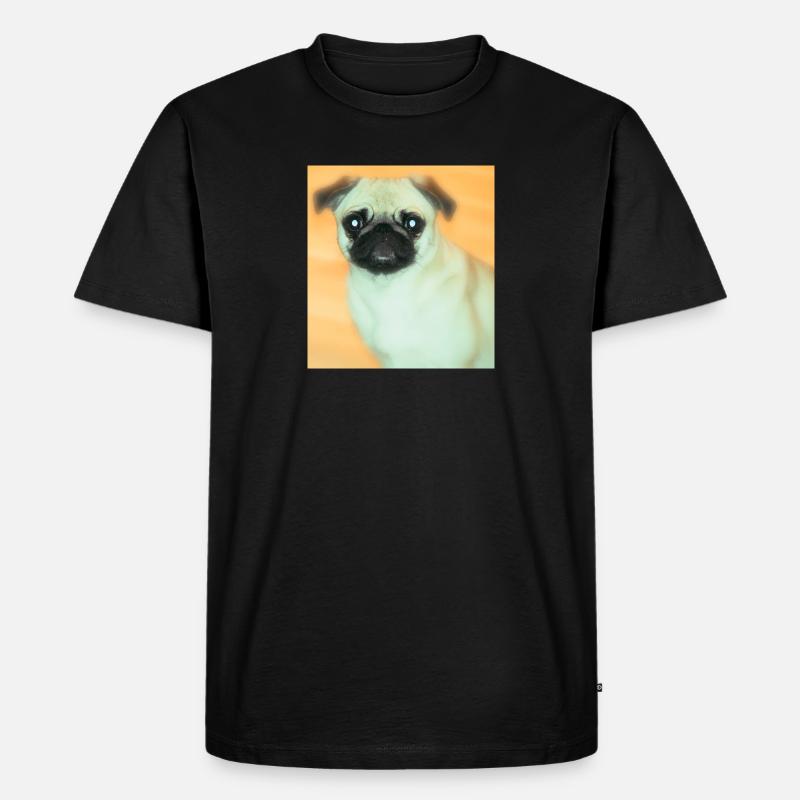 Niedlicher Mops mit Ausdrucksvollblick - Männer Premium Bio T-Shirt - Schwarz