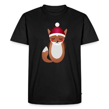 cute fox with Santa Claus Christmas hat - Men's Premium Organic T-Shirt - black - Front - Nico (187cm)