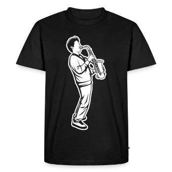 Saxophone Enfant - T-shirt Premium bio Homme - noir - Devant - Nico (187cm)