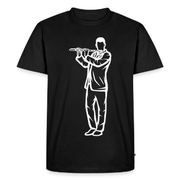 Flutist Drawing - Men's Premium Organic T-Shirt - black - Front - Nico (187cm)