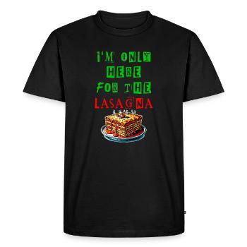 Je suis juste là pour les lasagnes - T-shirt Premium bio Homme - noir - Devant - Nico (187cm)