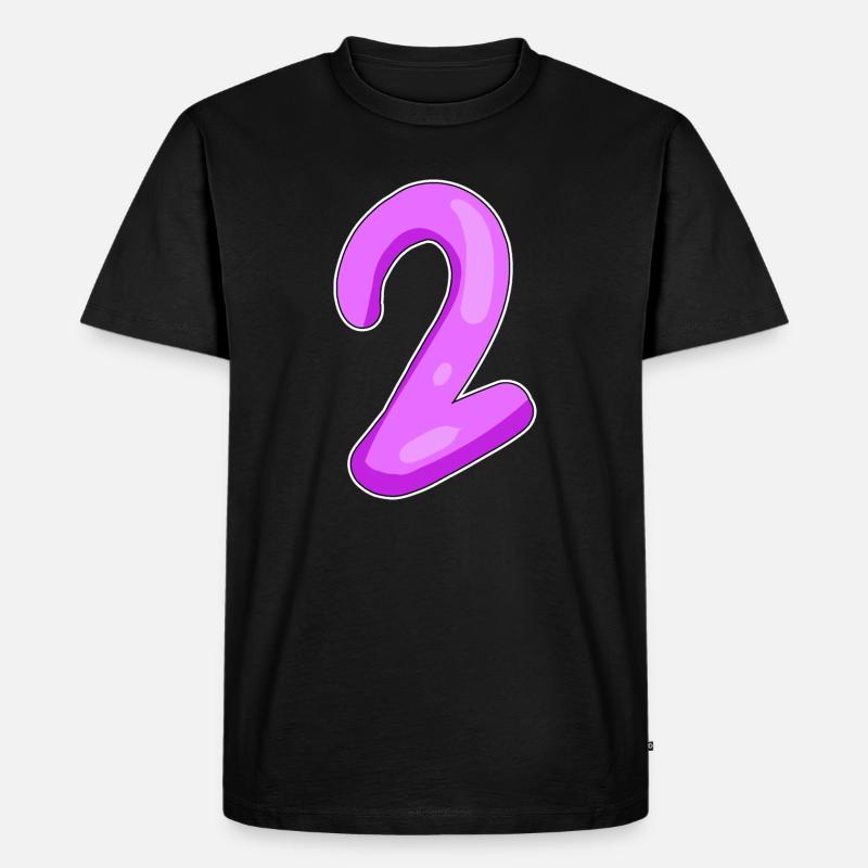 Zwei - 2 - Nummer Zahl - Männer Premium Bio T-Shirt - Schwarz
