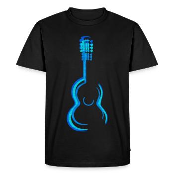 Graphisme de guitares classiques acoustiques bleu - T-shirt Premium bio Homme - noir - Devant - Nico (187cm)