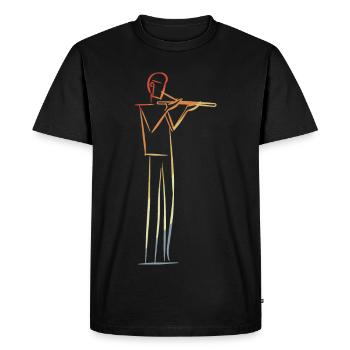 Flûte Joueur Dessin Rétro - T-shirt Premium bio Homme - noir - Devant - Nico (187cm)