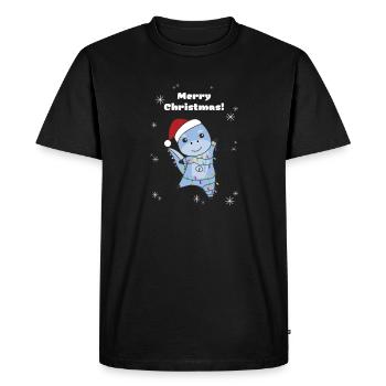 Dino Christmas Winter Animals Dinos - Men's Premium Organic T-Shirt - black - Front - Nico (187cm)