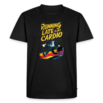 Running Late is my Cardio Funny Humor Office Gym - Men's Premium Organic T-Shirt - black - Front - Nico (187cm)