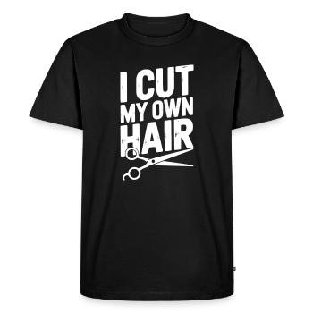 Je me coupe les cheveux moi-même - T-shirt Premium bio Homme - noir - Devant - Nico (187cm)