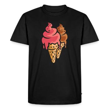 Deux glaces dessin animé - T-shirt Premium bio Homme - noir - Devant - Nico (187cm)