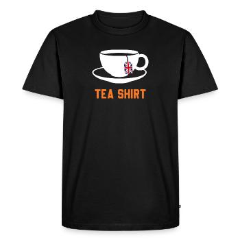 Tea Shirt – Calm Teacup Pun - Men's Premium Organic T-Shirt - black - Front - Nico (187cm)