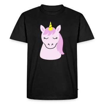 Licorne mignonne aux yeux fermés - T-shirt Premium bio Homme - noir - Devant - Nico (187cm)