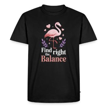 Trouvez le bon équilibre Flamingo Pleine conscience - T-shirt Premium bio Homme - noir - Devant - Nico (187cm)