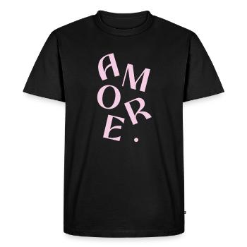 Amore Pink Typography Fragment - Men's Premium Organic T-Shirt - black - Front - Nico (187cm)