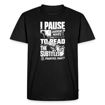 Horror Therapy Cheaper Than Reality - Men's Premium Organic T-Shirt - black - Front - Nico (187cm)