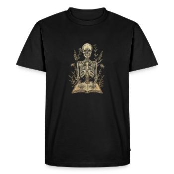 Squelette dans le jardin des livres rat de bibliothèque rat de bibliothèque - T-shirt Premium bio Homme - noir - Devant - Nico (187cm)