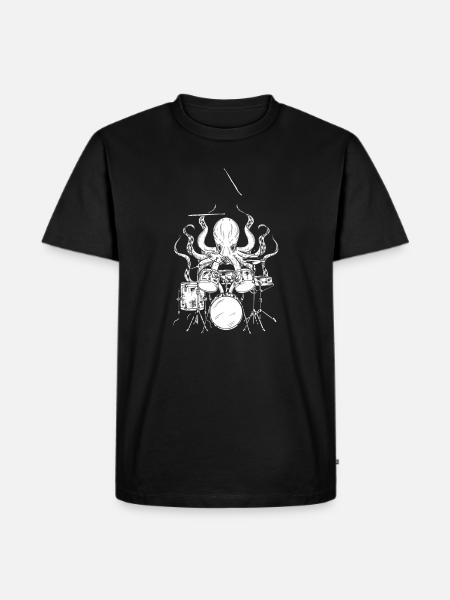 Oktopus Schlagzeuger Drummer Schlagzeug Percussion - Männer Premium Bio T-Shirt - Schwarz