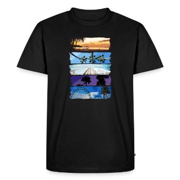 Palmiers et plage - T-shirt Premium bio Homme - noir - Devant - Nico (187cm)